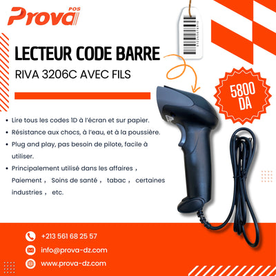 LECTEUR CODE BARRE RIVA 3206c avec Fils