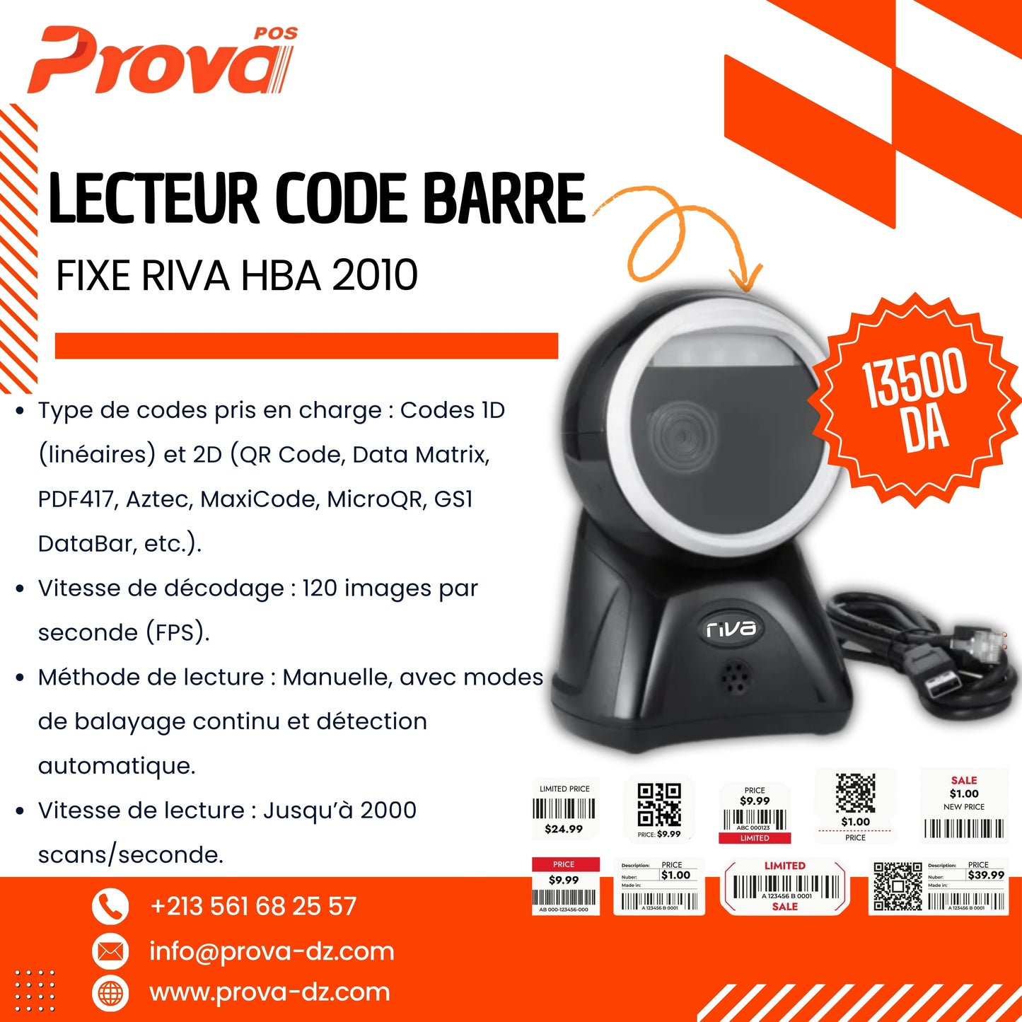 LECTEUR CODE BARRE FIXE riva HBA 2010