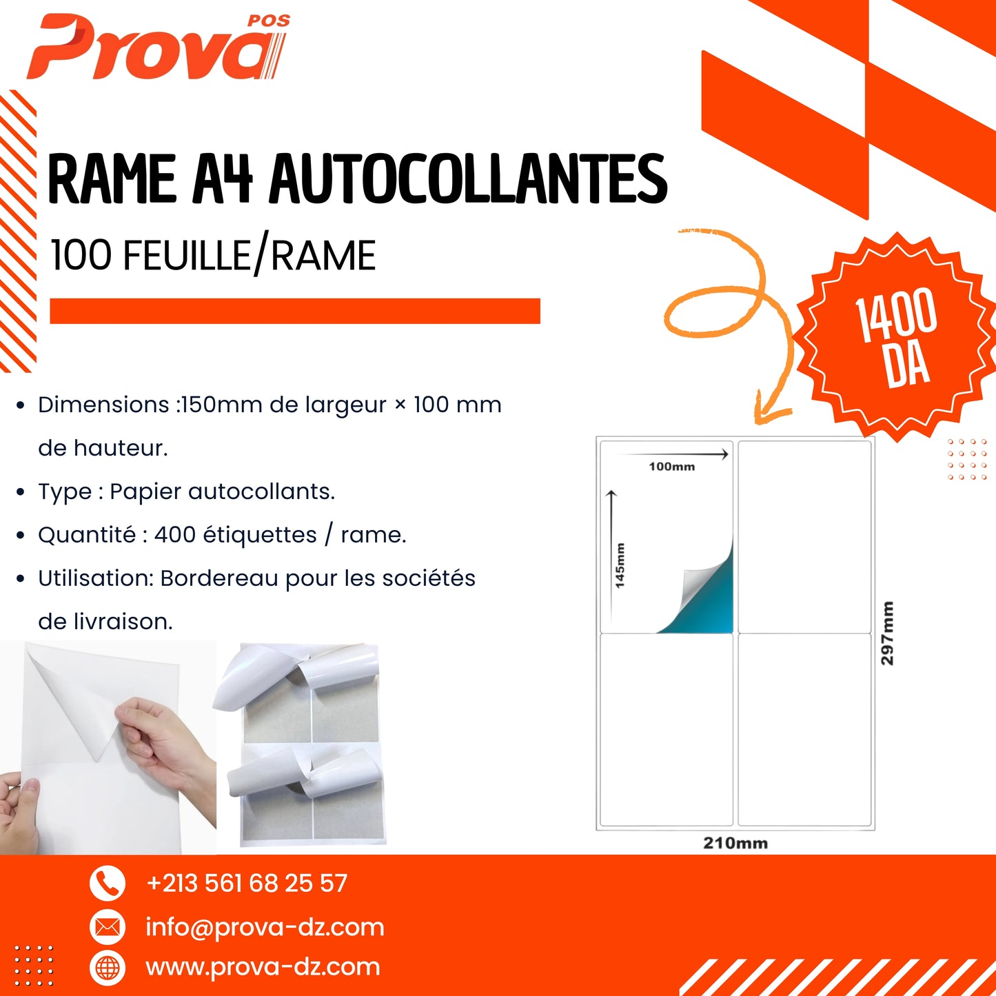 rame a4 autocollantes 100 feuille/rame